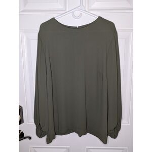 LOFT Blouse Women's Size 20 Olive Green Flowy Long Sleeve Keyhole Neck NWT